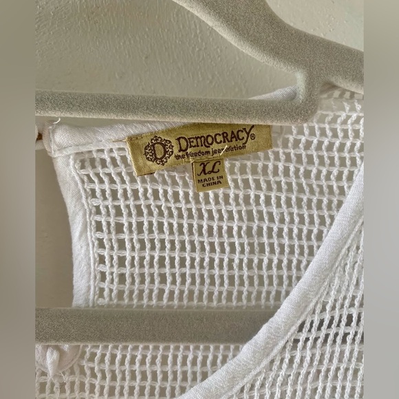 NWT Democracy White Eyelet Tank, XL - Picture 3 of 3